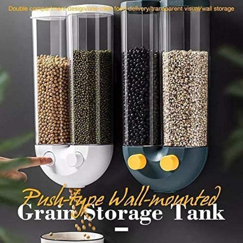 Dispenser Tank Pusher Type Wall Mounted Cereal Storage Tank Kitchen Leakproof and Sealed Tank Grain Dispenser Tank