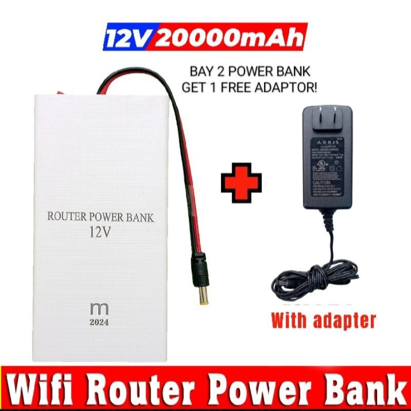 12v Power Bank with Free 12 volt 2 amp Adapter charger UPS Power Backup Bettry BackUp, For internet Router 200000amh