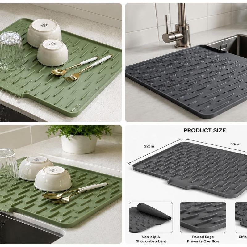 Kitchen Sink Drying Mat | Fast Water Absorbent Dish Drying Pad