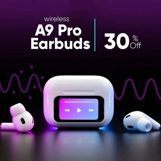 A9 Pro 2 Earbuds with LCD Tablet Airpods pro 2 with LCD touchscreen display bluetooth 5.3 for ios and android