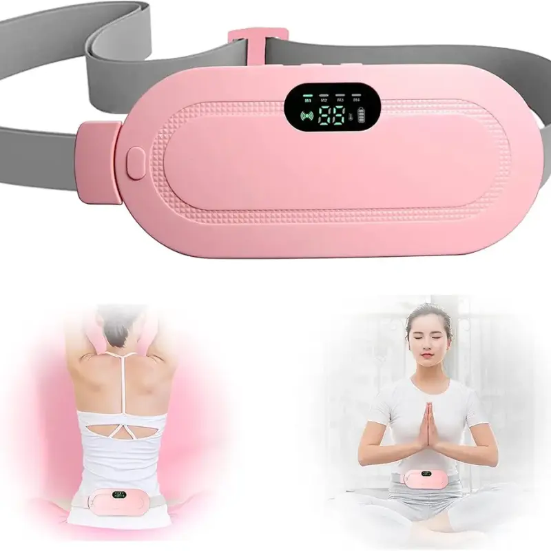 Electric Period Cramp Massager Vibrator Heating Belt for Menstrual Relief Pain Waist Stomach Warming Women